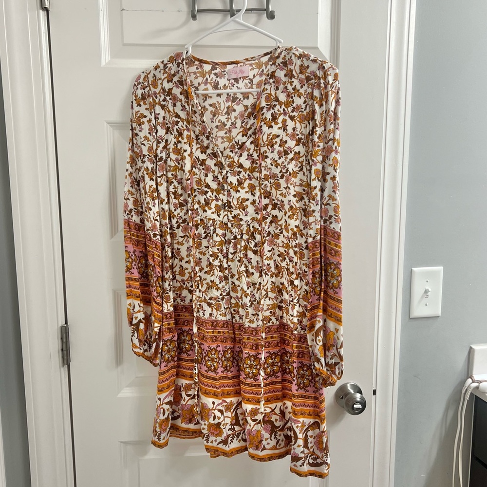 Pink Lily Floral Dress